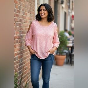 Elegant Pink Blouse with Cut-Out Sleeves